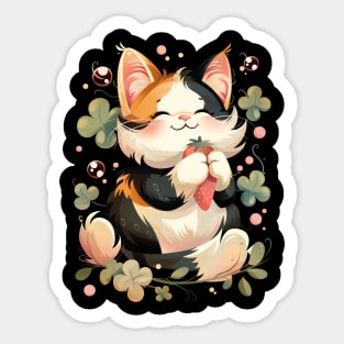 Cat Strawberry Crafts Sticker